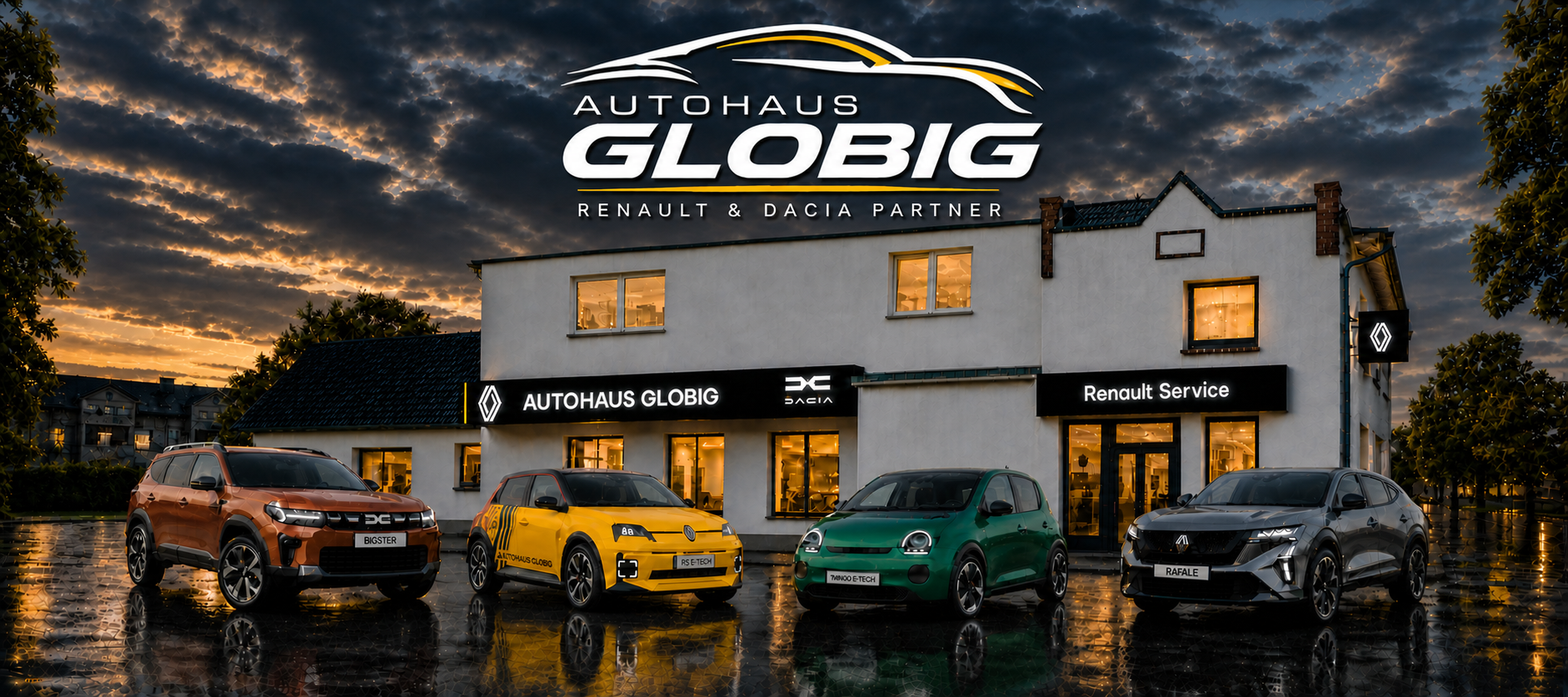 Autohaus Globig mit Renault- und Dacia-Fahrzeugen
